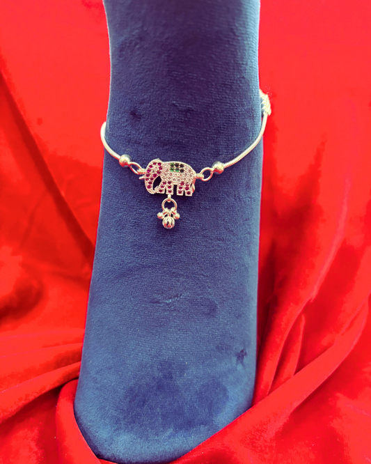Real Silver Designer Elephant Anklets (1 pair)