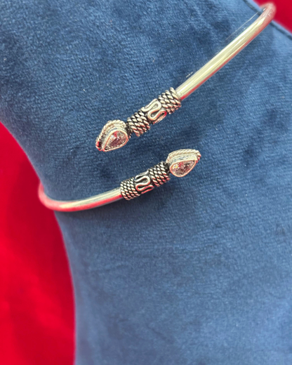 92.5 Pure Silver kada Anklets with Drop white cut stones