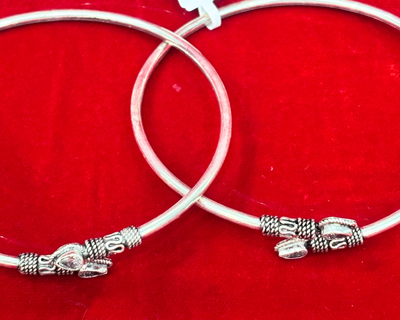 92.5 Pure Silver kada Anklets with Drop white cut stones