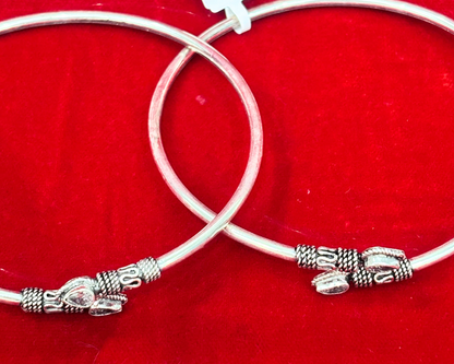 92.5 Pure Silver kada Anklets with Drop white cut stones
