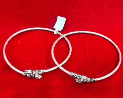 92.5 Pure Silver kada Anklets with Drop white cut stones