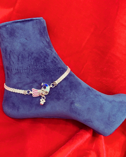 Real Silver Designer Peacock Anklets (1 pair)