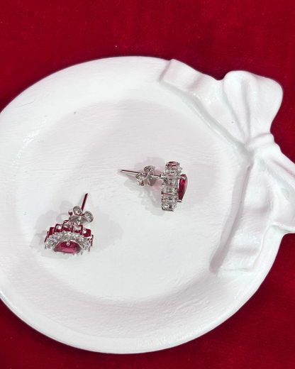 92.5 Pure Silver Ruby Necklace with Earrings