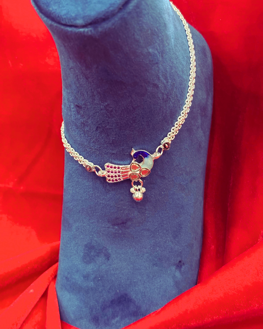 Real Silver Designer Peacock Anklets (1 pair)