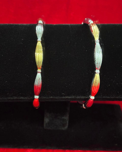 92.5 Pure Silver 2-tone Knot motif Dailywear Round Bangles (2.4 size)