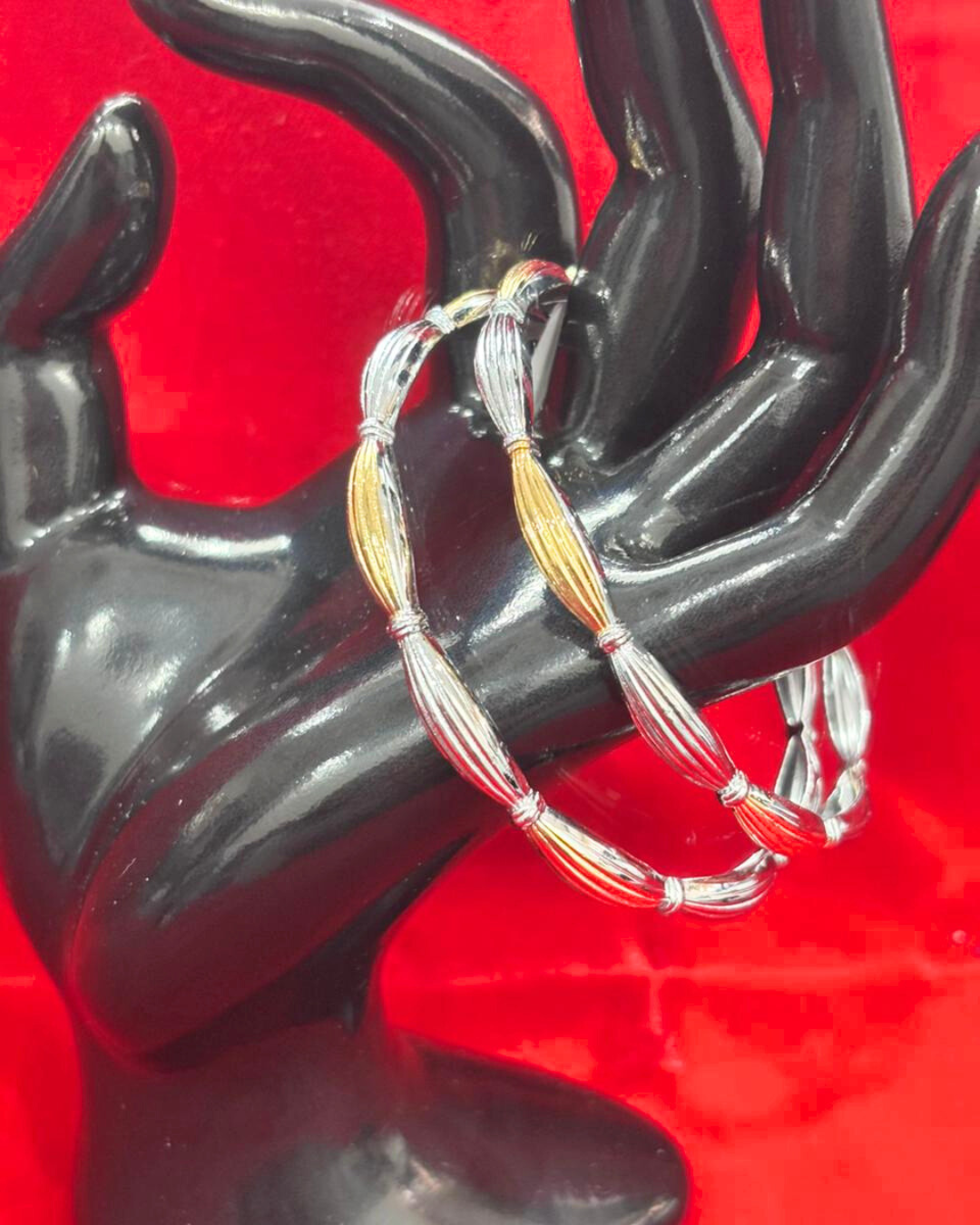 92.5 Pure Silver 2-tone Knot motif Dailywear Round Bangles (2.4 size)