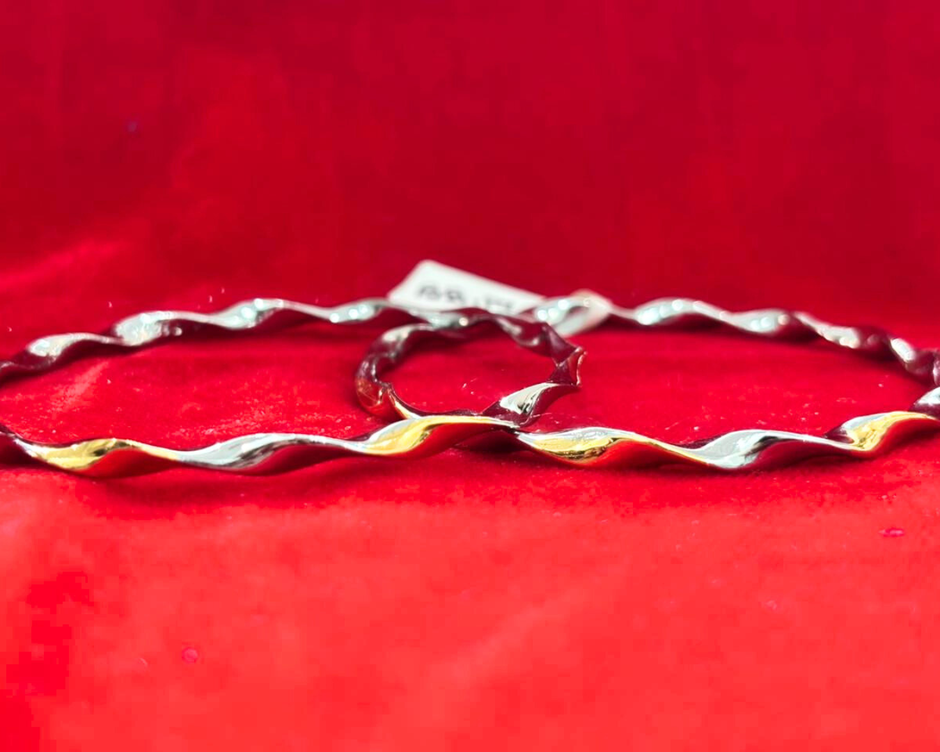 92.5 Pure Silver 2-tone Spiral Dailywear Round Bangles (2.4 size)