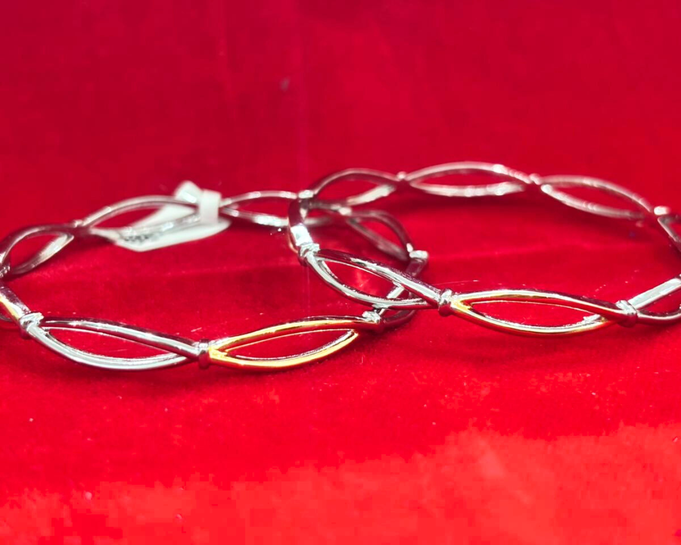 92.5 Pure Silver 2-tone Infinity Dailywear Round Bangles (2.6 size)