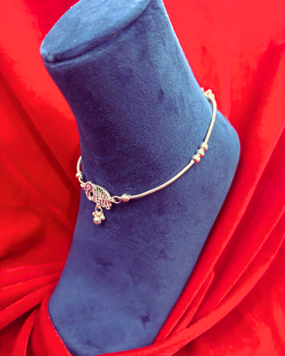 Real Silver Designer Elephant Anklets (1 pair)