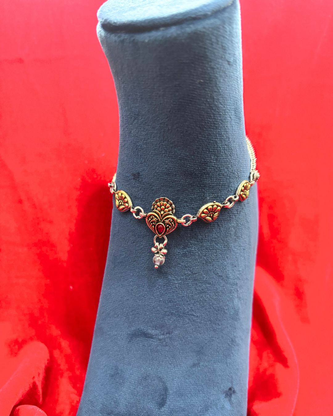 Real Silver Premium Antique Gold plated Bridal Anklets (1 pair)