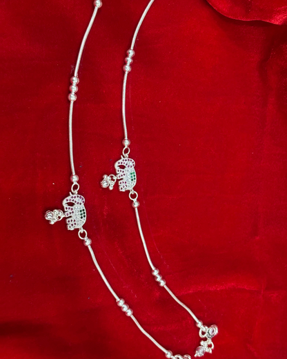 Real Silver Designer Elephant Anklets (1 pair)