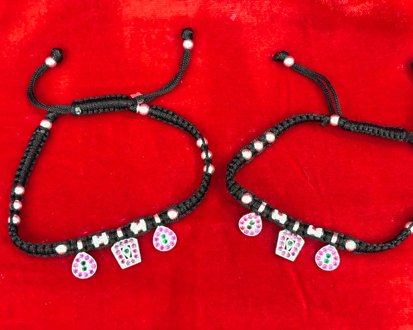 Real Silver Adjustable Triple Motif Dhaga Dailywear Anklets (1 pair)