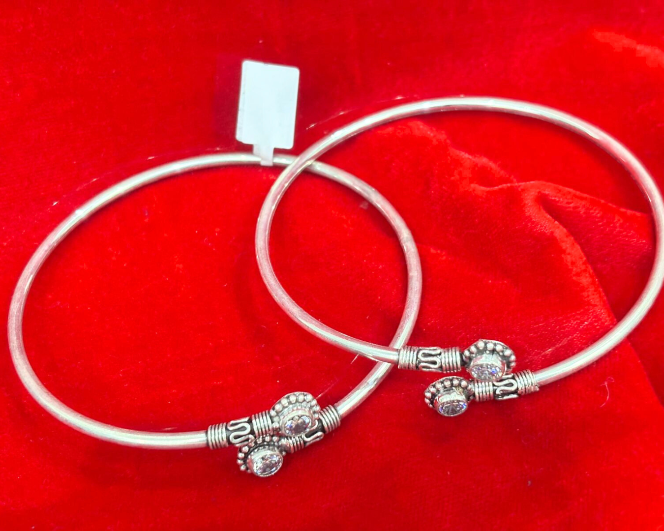 92.5 Pure Silver kada Anklets with 2 cut stones