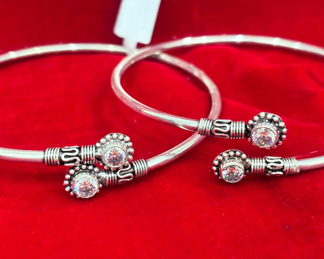 92.5 Pure Silver kada Anklets with 2 cut stones