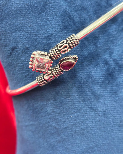 92.5 Pure Silver kada Anklets with Multi-coloured cut stones