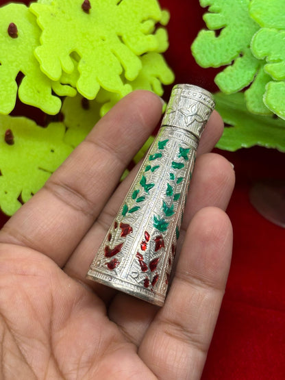 Silver Kumkum / Sindoor Dibbi with Stick - Assorted colour & designs