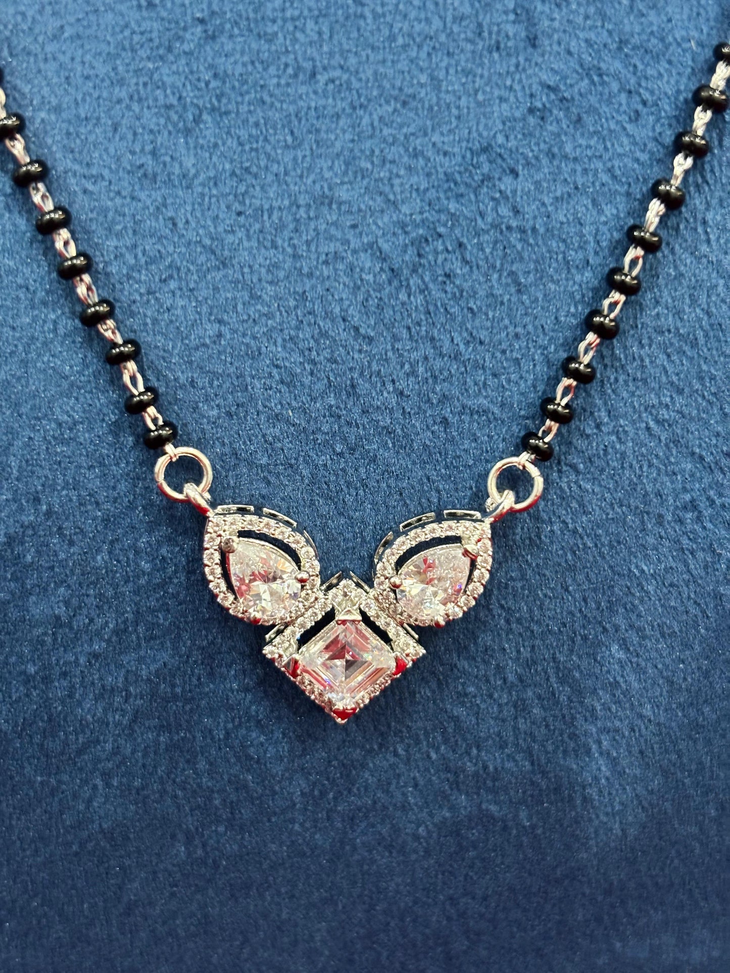 92.5 Real Silver Double Drop Diamond Mangalsutra