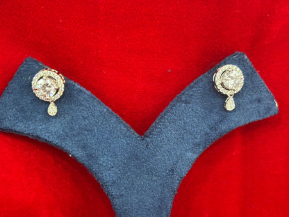 92.5 Real Silver Heavy Diamond Solitaire Mangalsutra with Earrings