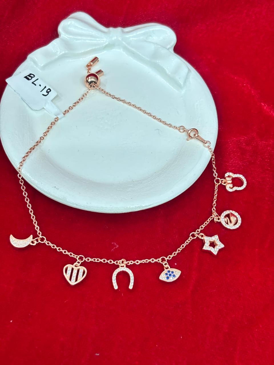 92.5 Pure Silver Openable Pandora Charms 2 in 1 Adjustable Rose Gold Bracelet cum Anklet Dual Locking System (1 piece) Design No. 3