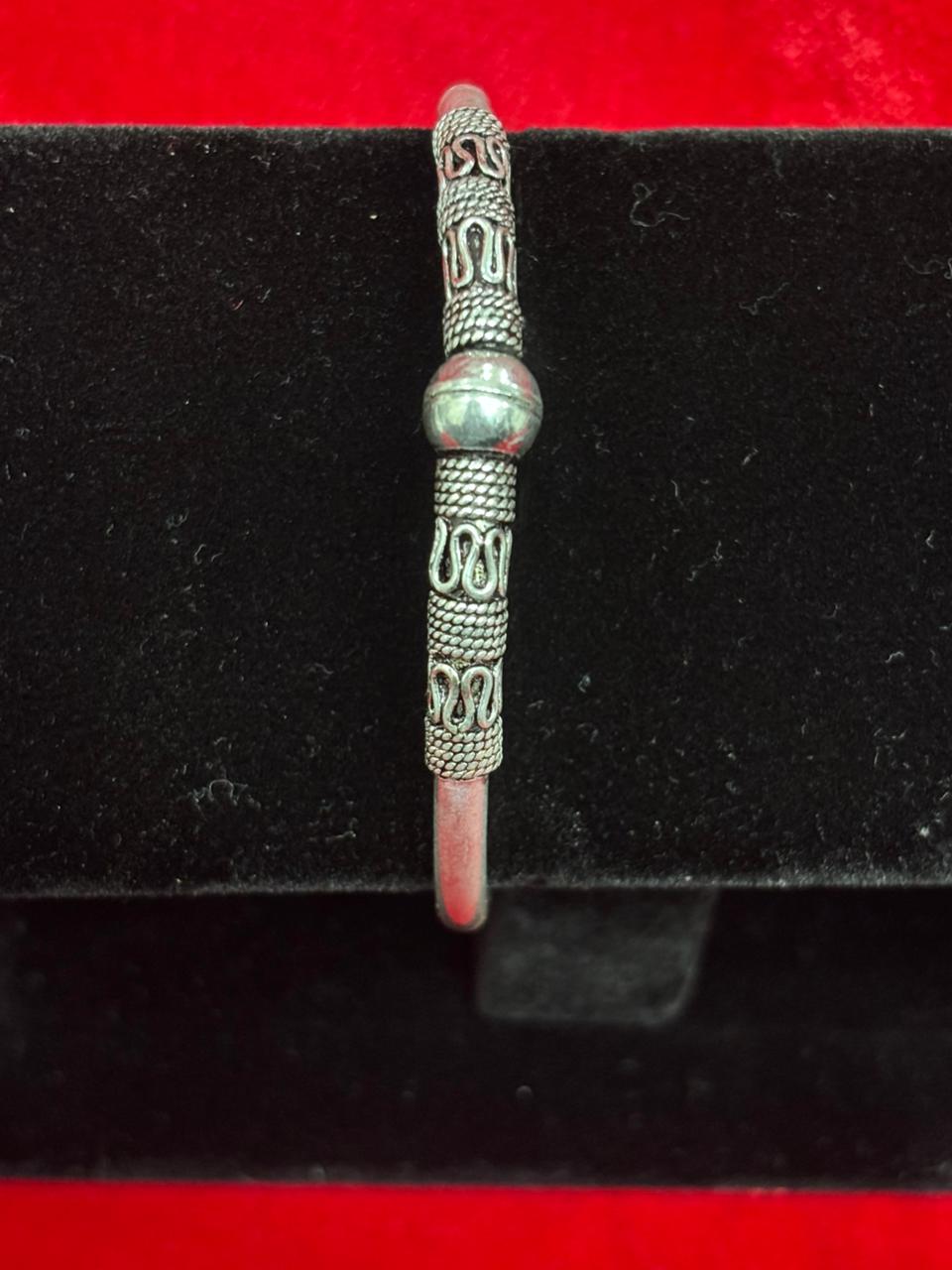 92.5 Pure Silver Openable Solid Oxidised Mandala kada Bracelet