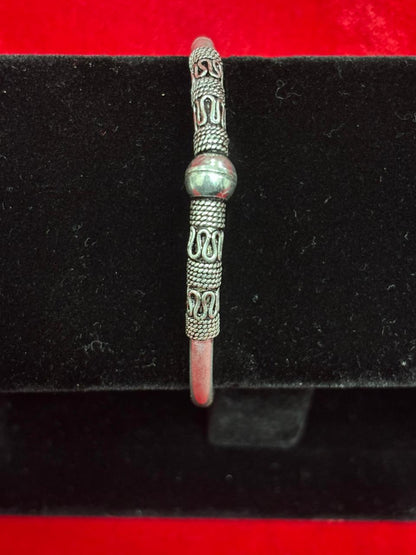 92.5 Pure Silver Openable Solid Oxidised Mandala kada Bracelet