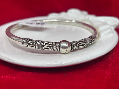 92.5 Pure Silver Openable Solid Oxidised Mandala kada Bracelet