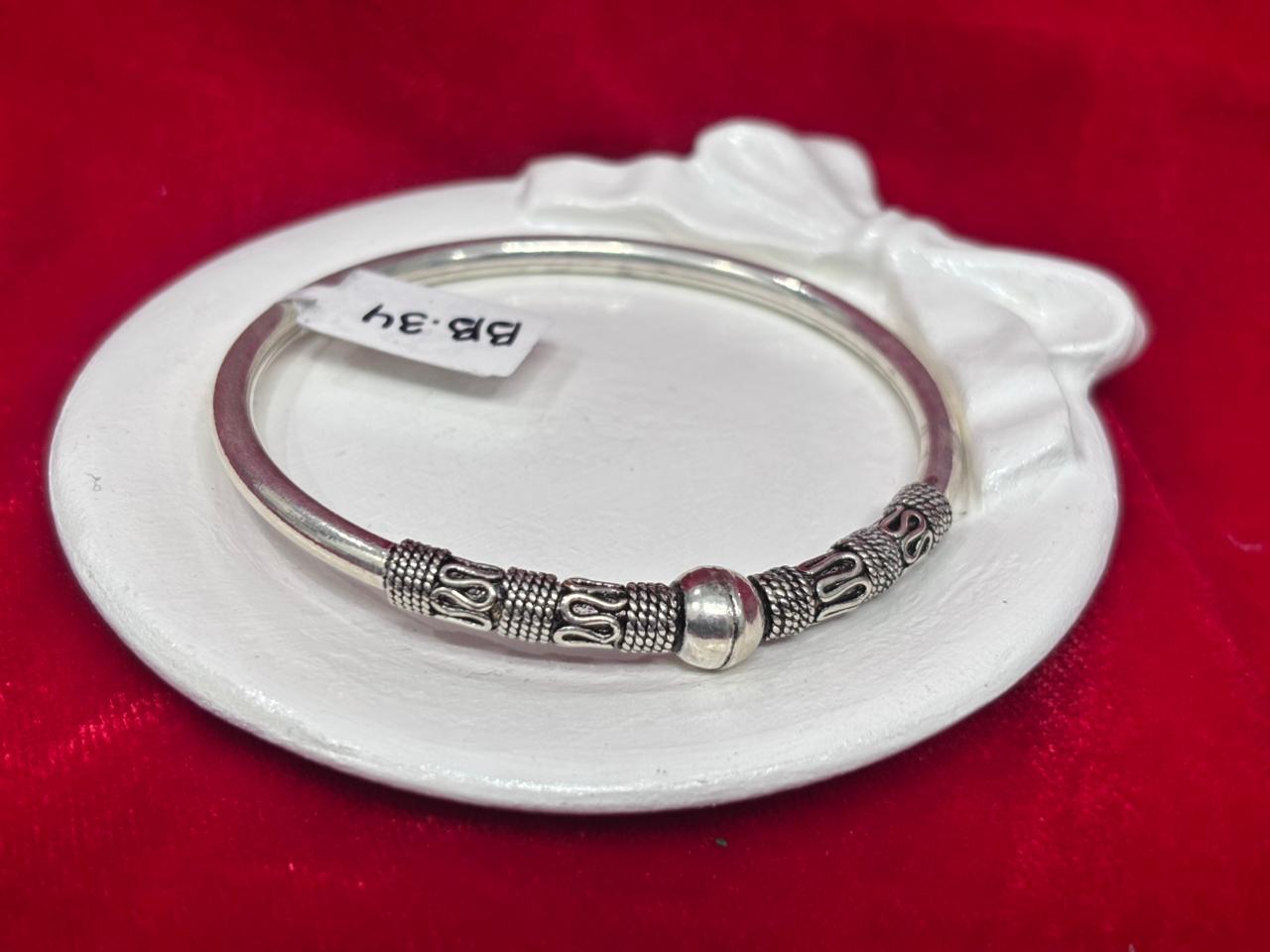 92.5 Pure Silver Openable Solid Oxidised Mandala kada Bracelet