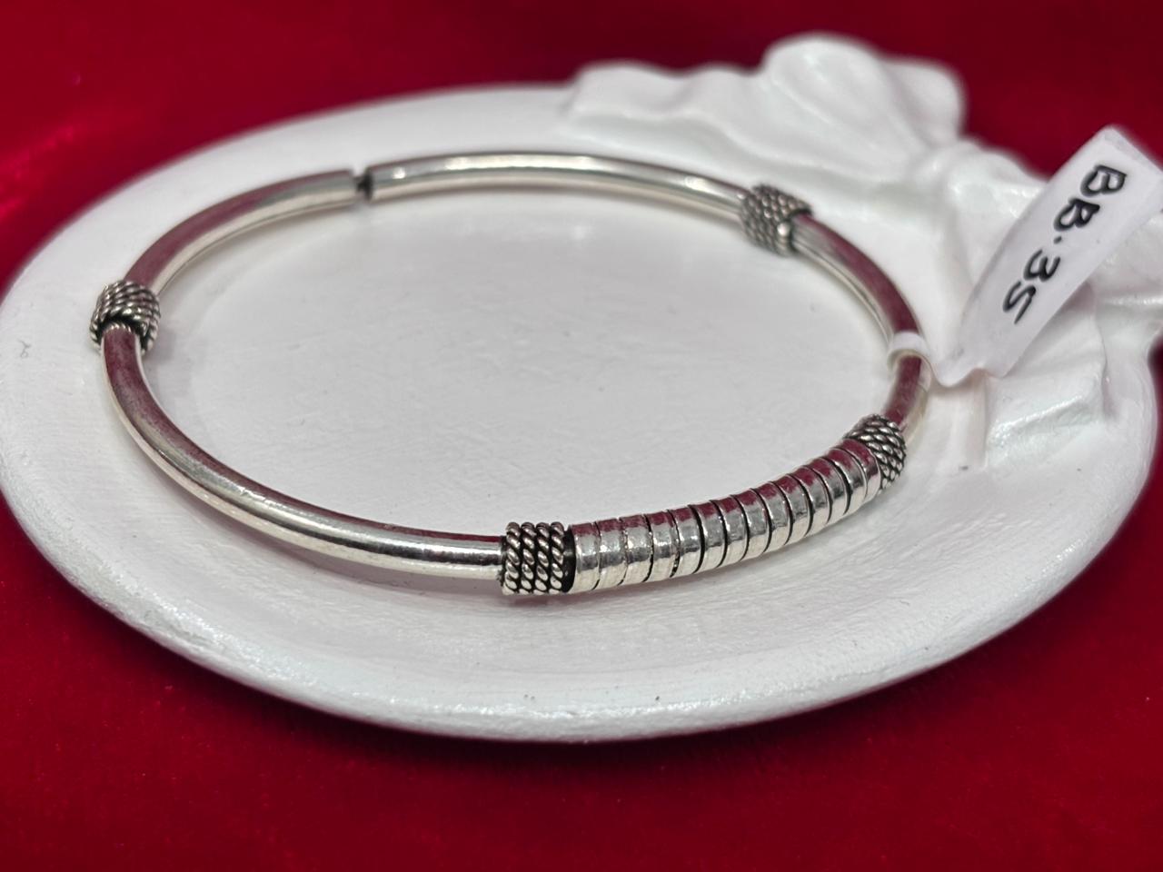 92.5 Pure Silver Openable Solid Oxidised Boho kada Bracelet