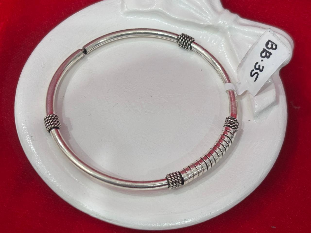 92.5 Pure Silver Openable Solid Oxidised Boho kada Bracelet
