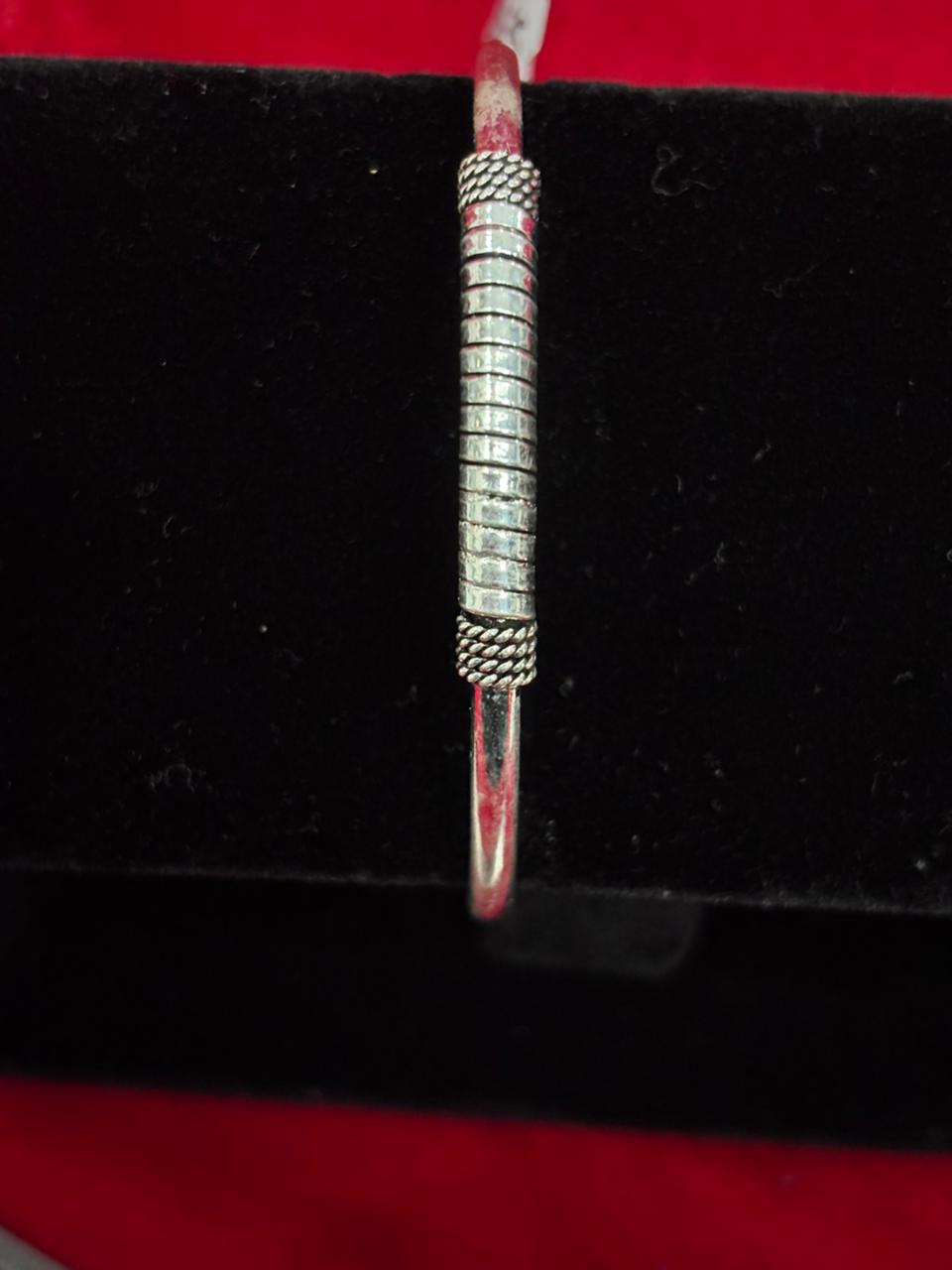 92.5 Pure Silver Openable Solid Oxidised Boho kada Bracelet
