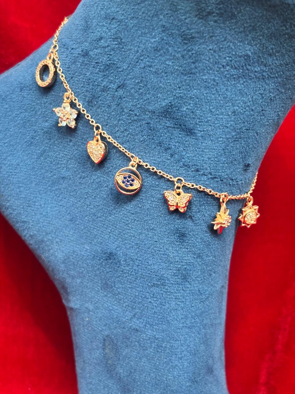 92.5 Pure Silver Openable Pandora Charms 2 in 1 Adjustable Rose Gold Bracelet cum Anklet Dual Locking System (1 piece) Design No. 1