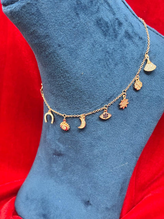 92.5 Pure Silver Openable Pandora Charms 2 in 1 Adjustable Rose Gold Bracelet cum Anklet Dual Locking System (1 piece) Design No. 5