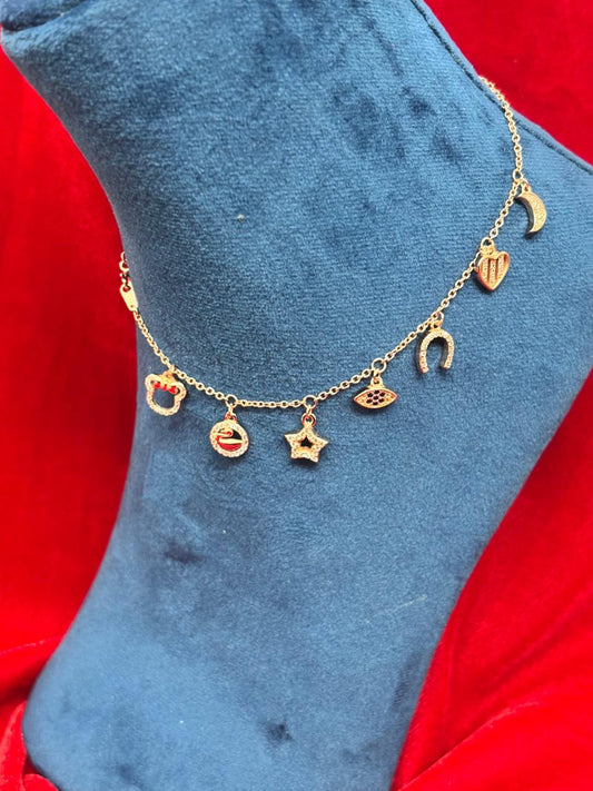 92.5 Pure Silver Openable Pandora Charms 2 in 1 Adjustable Rose Gold Bracelet cum Anklet Dual Locking System (1 piece) Design No. 6