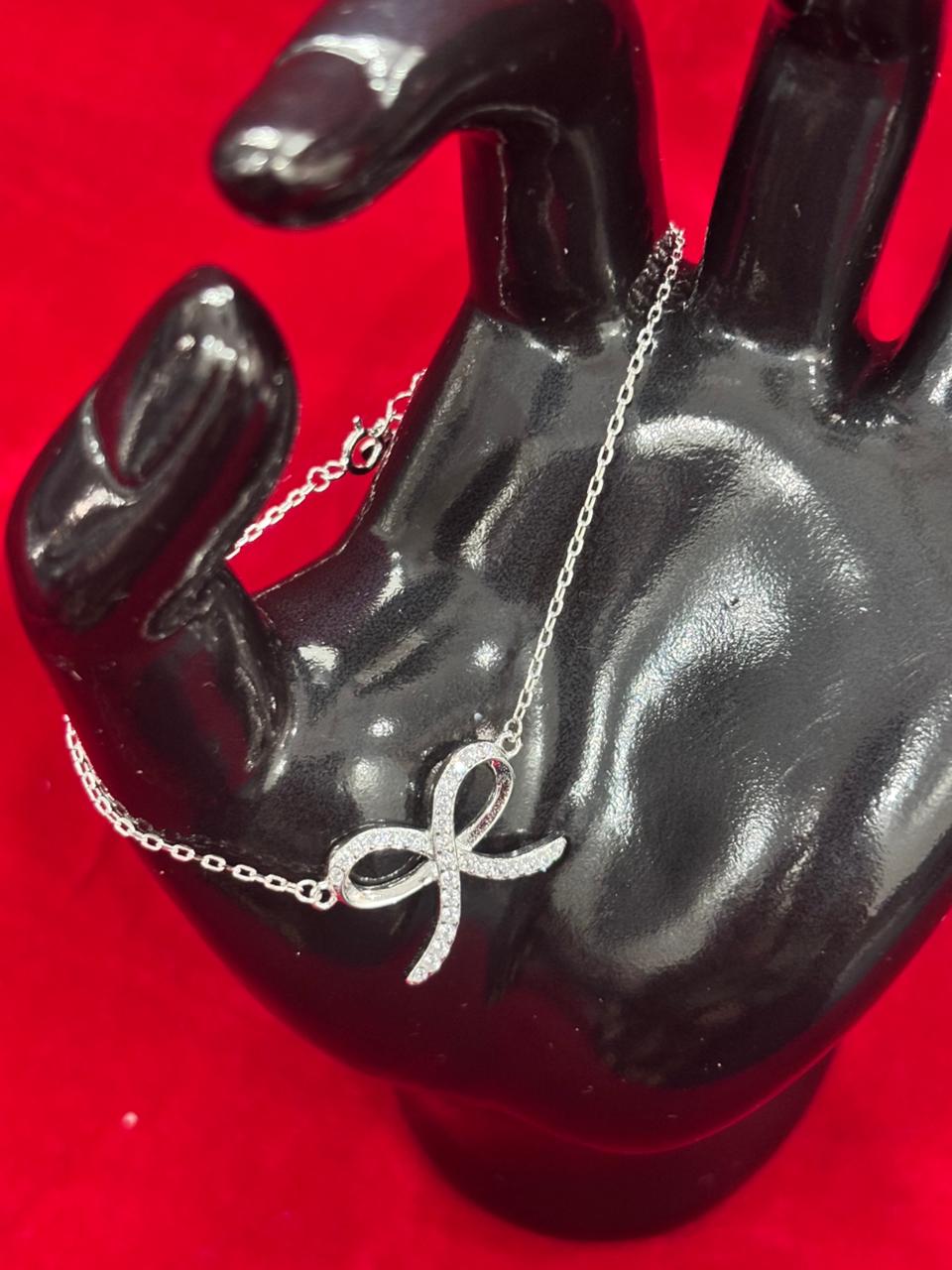 92.5 Pure Silver Adjustable Ribbon Lightweight Chain Bracelet (Design No. 1)