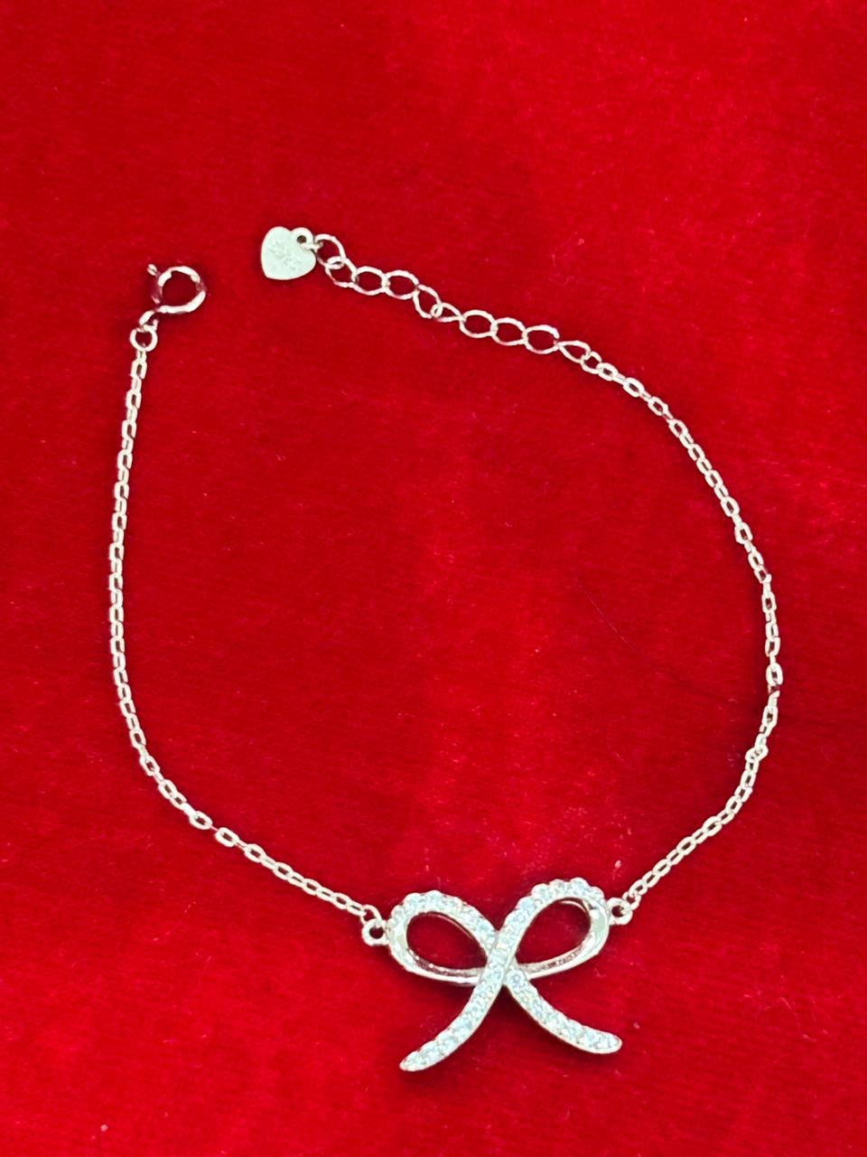 92.5 Pure Silver Adjustable Ribbon Lightweight Chain Bracelet (Design No. 1)