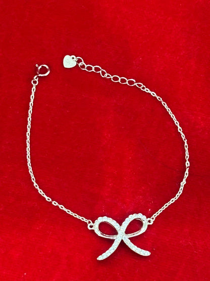 92.5 Pure Silver Adjustable Ribbon Lightweight Chain Bracelet (Design No. 1)