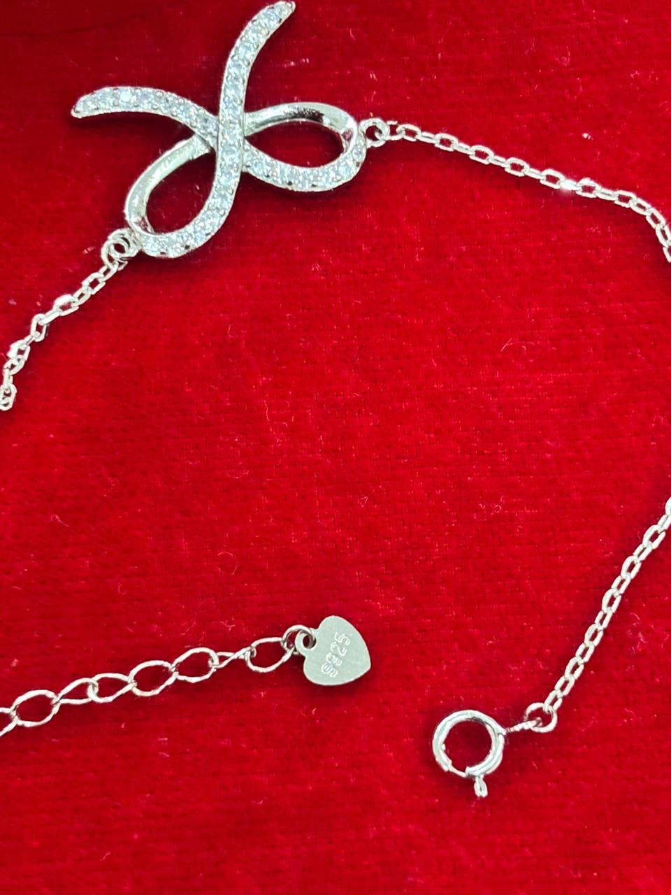 92.5 Pure Silver Adjustable Ribbon Lightweight Chain Bracelet (Design No. 1)