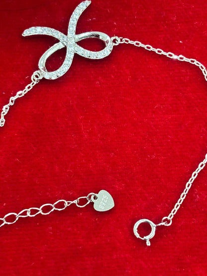 92.5 Pure Silver Adjustable Ribbon Lightweight Chain Bracelet (Design No. 1)