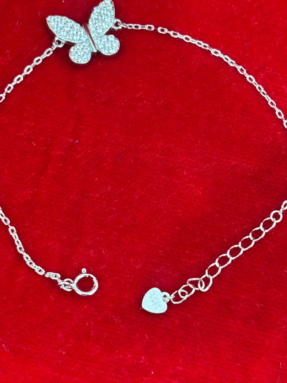 92.5 Pure Silver Adjustable Butterfly Lightweight Chain Bracelet (Design No. 2)
