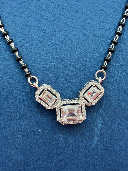 92.5 Real Silver Triple Square Solitaire Mangalsutra