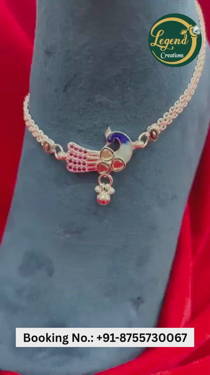 Real Silver Designer Peacock Anklets (1 pair)