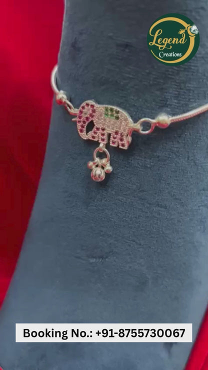 Real Silver Designer Elephant Anklets (1 pair)